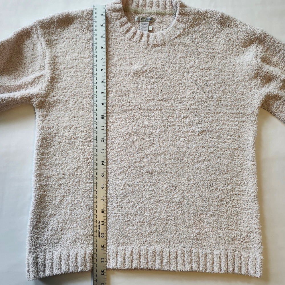 Carbon 2 Cobalt Womens Small Oatmeal Beige Boucle Knit Sweater and Jogger Set - Picture 7 of 10
